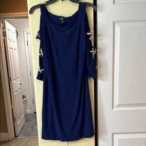 Elegant Blue Cold Shoulder Dress